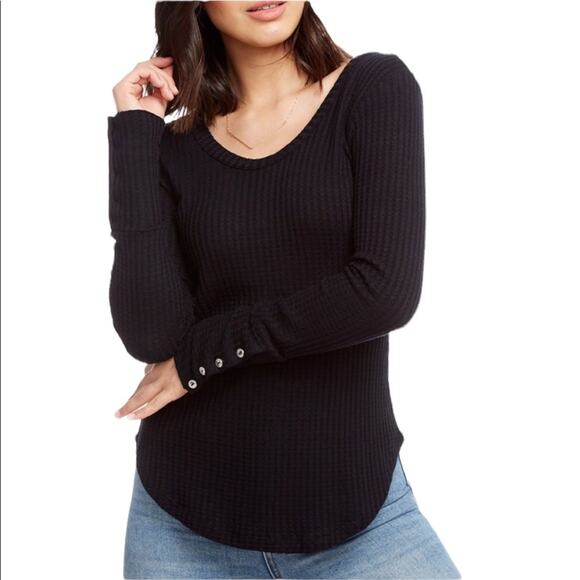 Chaser Thermal Knit Black Long Sleeve Top - Picture 1 of 6